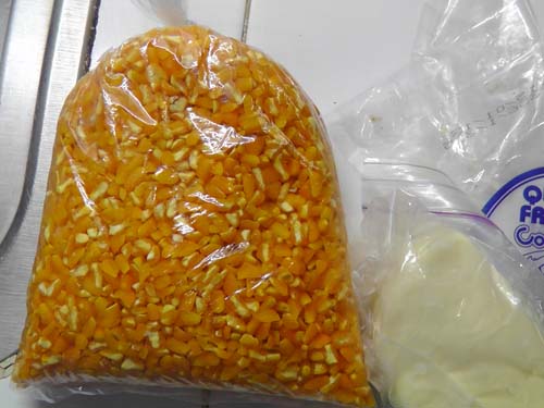 This is a bag of corn from the vegetable stand down the street. It's also available in the supermarket or pretty much anywhere that sells food.