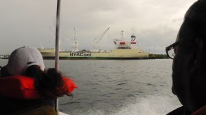 There are container ships that come into Almirante. We spotted this one on our way back in the water taxi. 