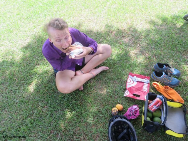 Our friend Karen had given us pancakes rolled around sausage and eggs. Very yummy!