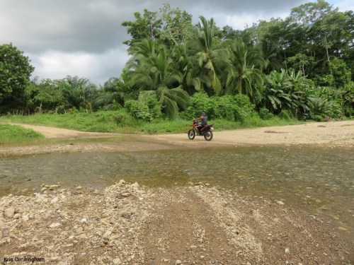 Motorcycle in the river