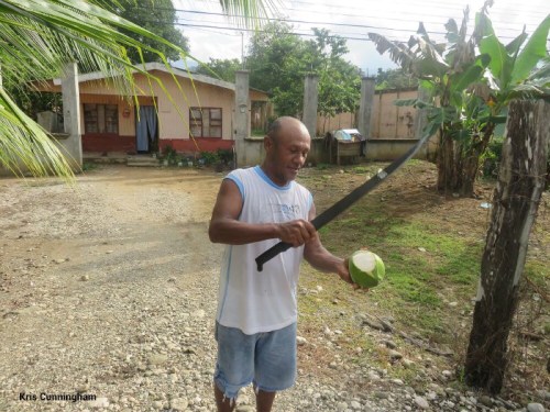 Then the pro brought out his machete and opened more coconuts