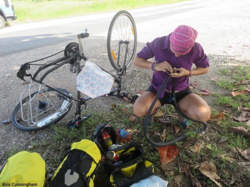 Tire maintenance by the side of the road
