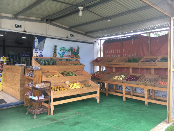 more good things - peppers, onions, carrots, et. The light yellow things in the middle front are passion fruit, a common fruit here and great for making a refreshing drink.